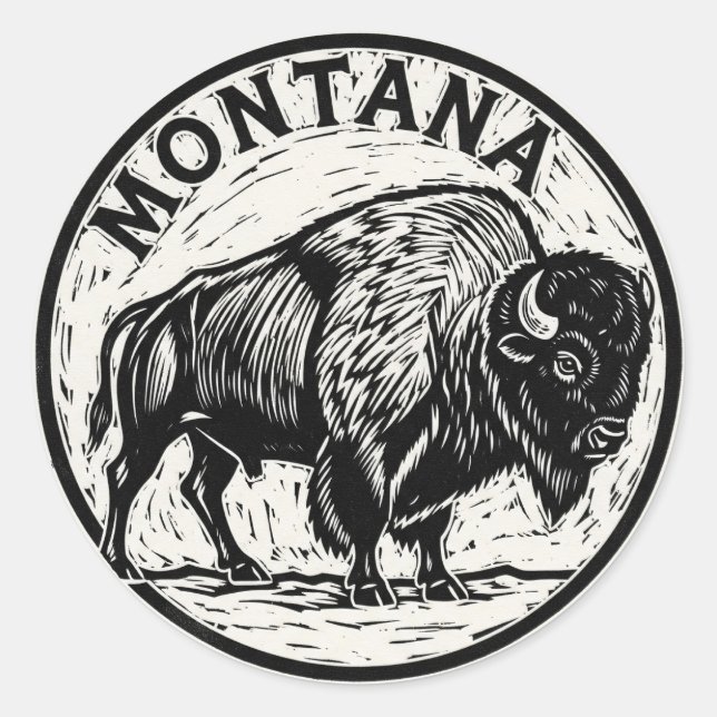 Montana Bison Runt Klistermärke (Framsida)