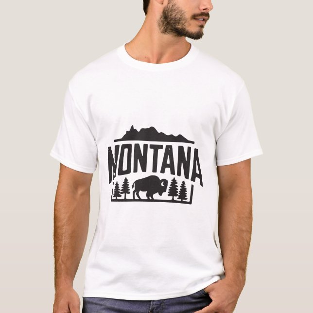 Montana Bison-vildmarkskjorta T Shirt (Framsida)