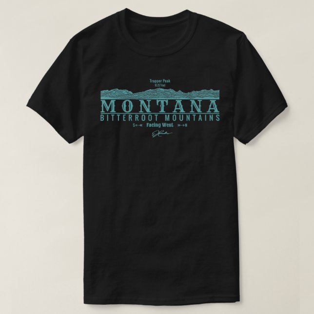 Montana Bitterroot Mtns Trapper-toppen T Shirt (Design framsida)