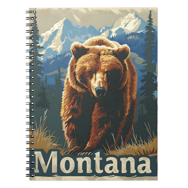 Montana Brown Bear Grizzly Anteckningsbok (Framsidan)