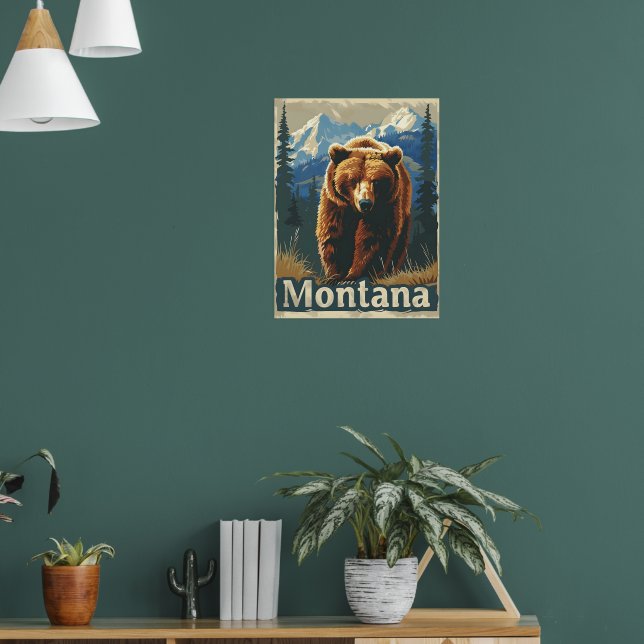 Montana Brown Bear Grizzly Poster (Vardagsrum 1)