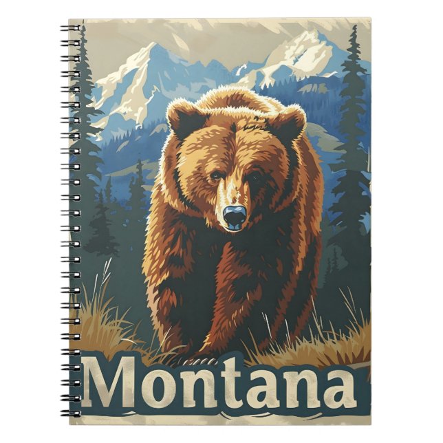 Montana Brown Bear Vintage Anteckningsbok (Framsidan)