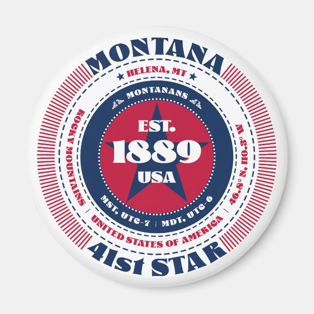 Montana Circle Typography Souvenir Magnet (Framsidan)