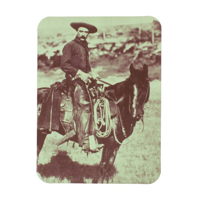 Montana Cowboy, c.1880 (b/w bild) Magnet (Vertikal)