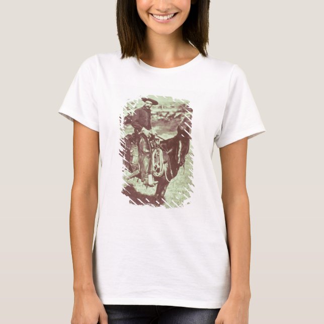 Montana Cowboy, c.1880 (b/w bild) Tee (Framsida)