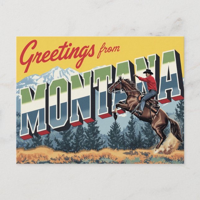 Montana Cowboy Häst Vykort (Framsida)