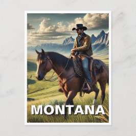 Montana Cowboy på en häst Vykort