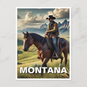 Montana Cowboy på en häst Vykort