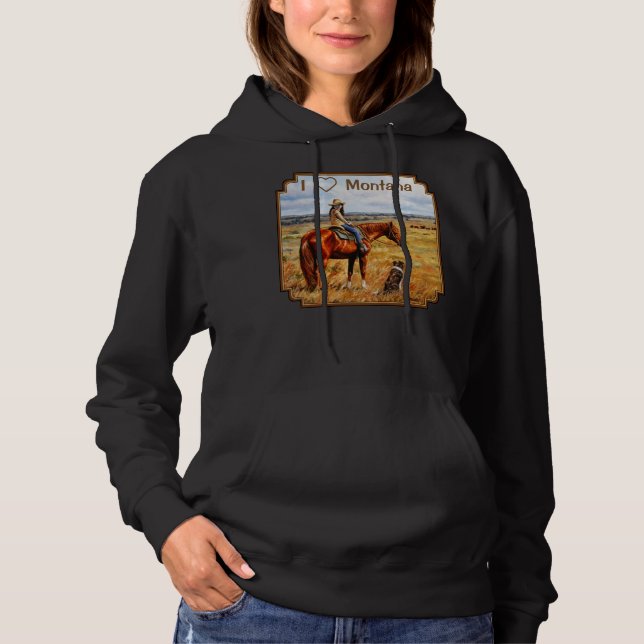 Montana Cowgirl på Cattle Horse Tee (Framsida)