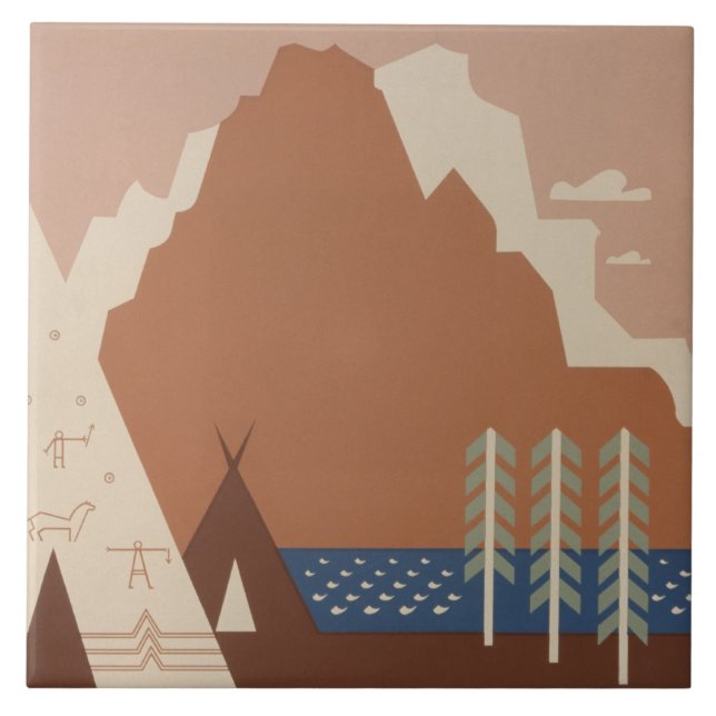 Montana delstat: Indianska stammar, berg, prärien Kakelplatta (Framsidan)