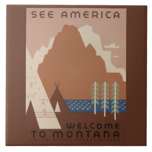Montana delstaten: Berg, stammar, Big Sky Country Kakelplatta