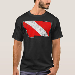 Montana Dive Flagga Dyka State Karta Dive Flagga T Shirt