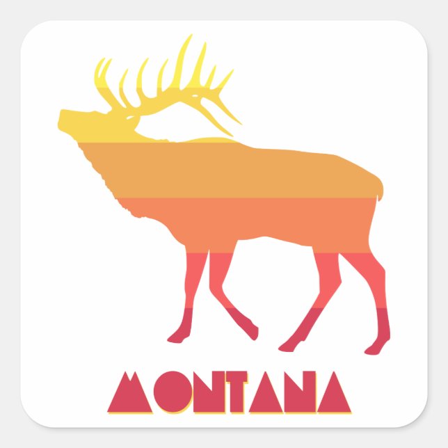 Montana Elk Fyrkantigt Klistermärke (Framsida)