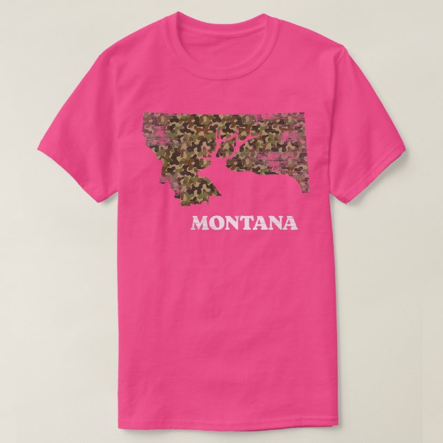Montana Elk Hjort Hunting Camouflage Montana Hunte T Shirt (Design framsida)