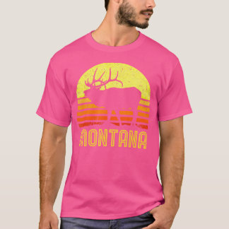 Montana Elk Hunter Pappa Vintage Retro Sol Bow Hun T Shirt