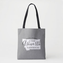 Montana Family Monogram State Tote Bag Tygkasse