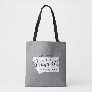 Montana Family Monogram State Tote Bag Tygkasse
