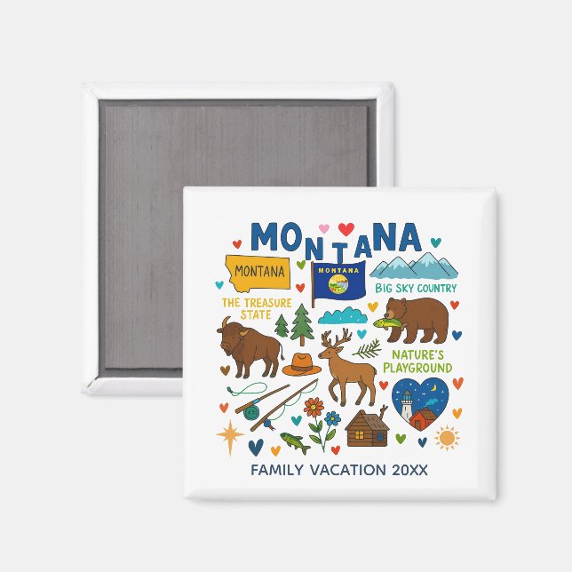 Montana Family Trip Keepsake Custom Magnet (Front/Back)