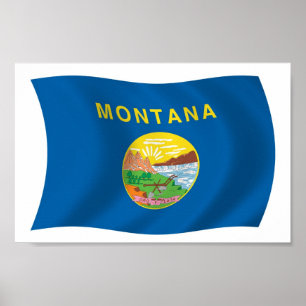 Montana Flagga Affisch Print