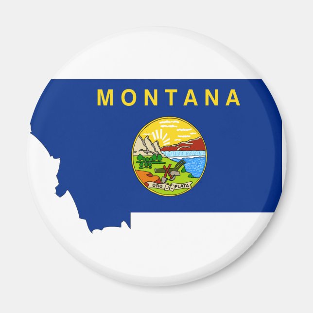 Montana Flagga Karta Magnet (Framsidan)