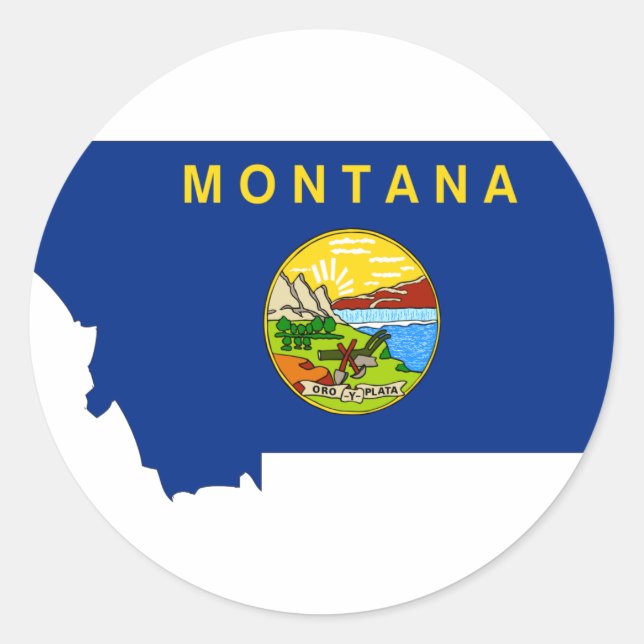 Montana Flagga Karta Runt Klistermärke (Framsida)