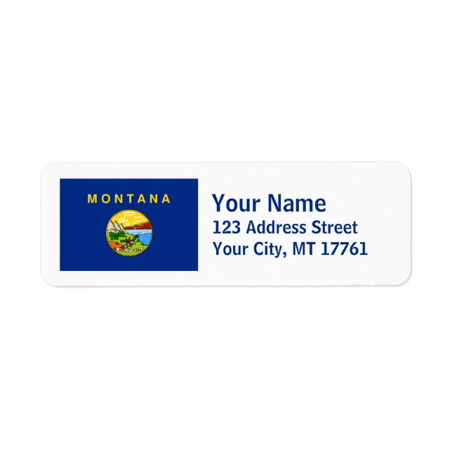 Montana Flagga Returetiketters Returadress Etikett (Framsidan)