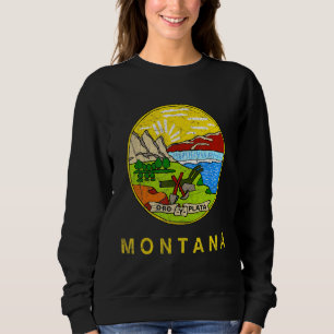 Montana Flagga State Vintage Stil T Shirt