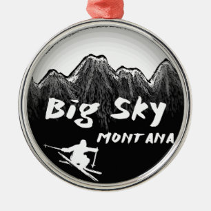 Montana för stor himmel konstnärlig skier julgransprydnad metall