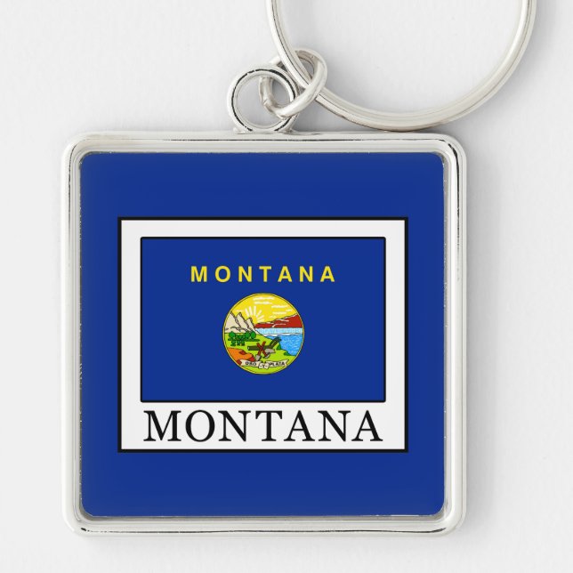 Montana Fyrkantig Silverfärgad Nyckelring (Framsidan)
