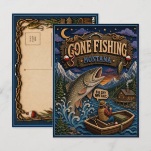 Montana Gone Fishing Harr Vykort