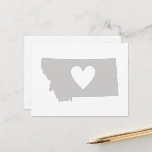 Montana Grått Karta Shape Heart Cutout Montanan Kä Vykort