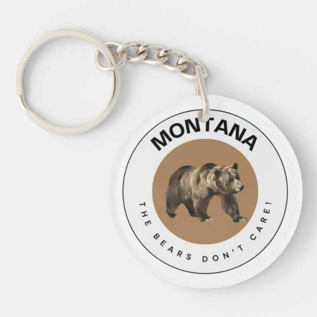 Montana Grizzly Bear Acrylic Keychain (Framsidan)