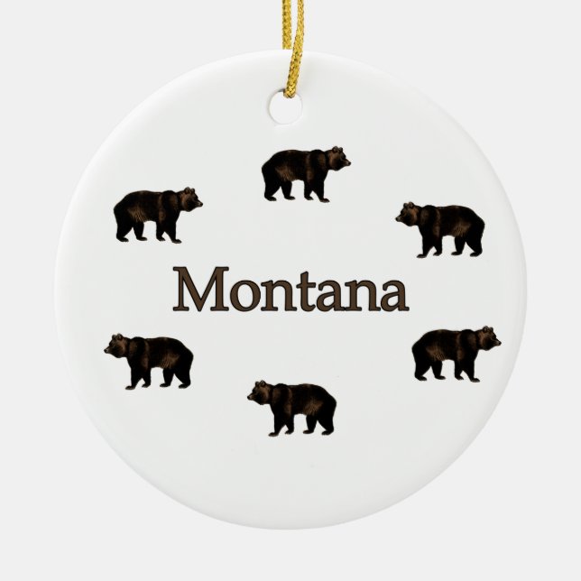 Montana Grizzlybjörnar Julgransprydnad Keramik (Framsidan)