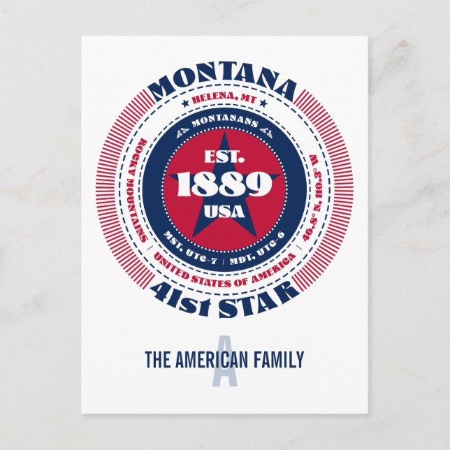 Montana, Helena, MT, Patriotic, Monogram Vykort (Framsida)