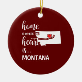 Montana hem är där hjärtat finns julgransprydnad keramik