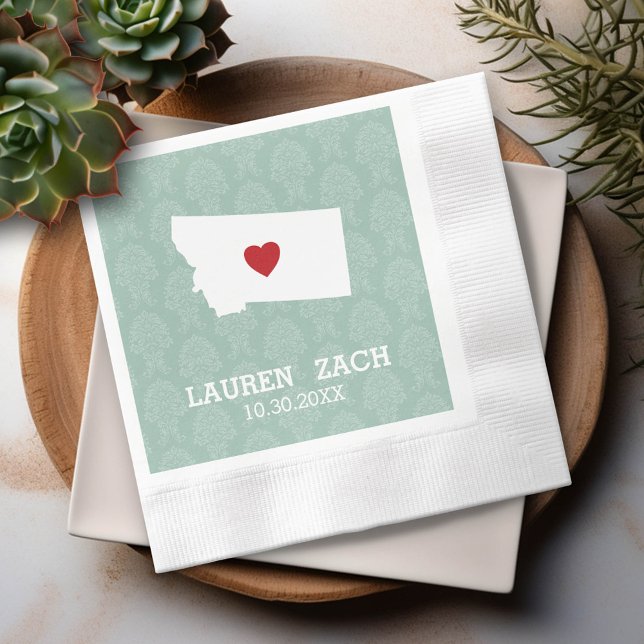 Montana Hemstatskarta - Anpassad Bröllopskarta Pappersservett (Custom Napkin)