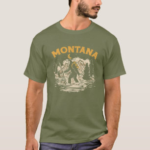 Montana Hiking Bigfoot Stroll Mountains Natt T Shirt