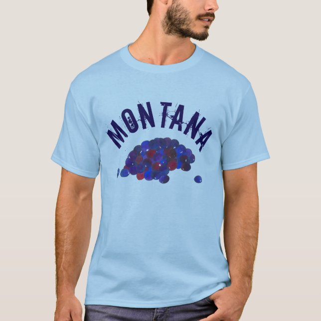 Montana Hucklebär Blue Huckleberry Fruit Berry Tee Shirt (Framsida)