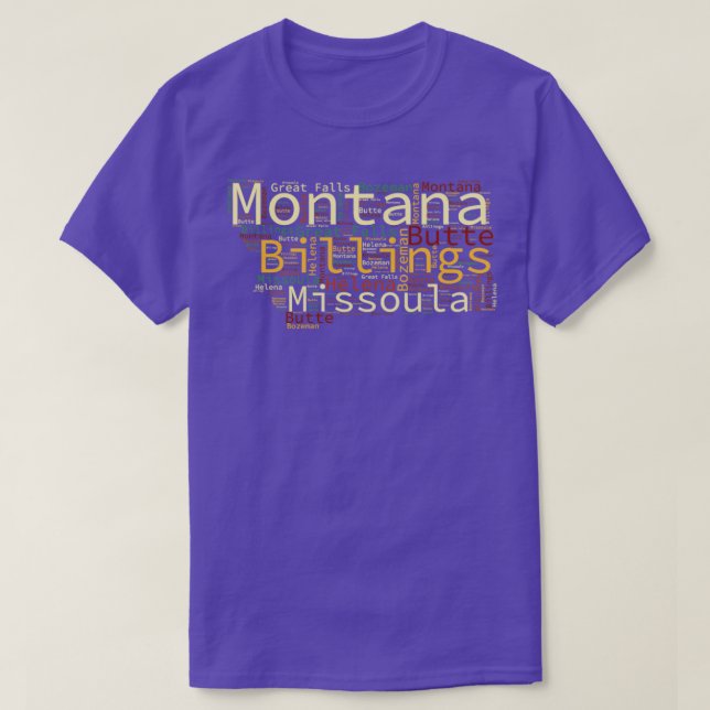 Montana Karta och städer T Shirt (Design framsida)
