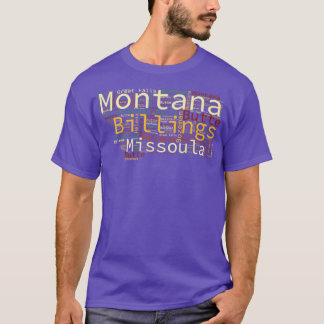 Montana Karta och städer T Shirt