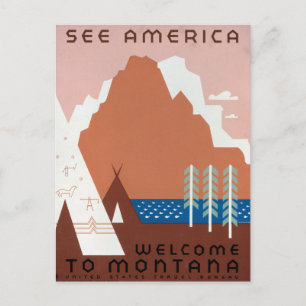 Montana Ligcape Art Vintage Foton Gamla Aesthetic Vykort