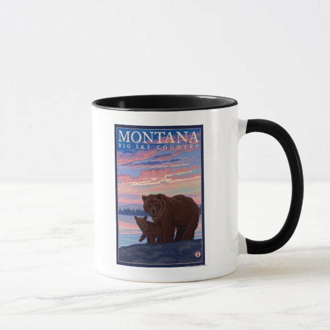 Montana Momma Bear och Unge Vintage resor Mugg (Höger)