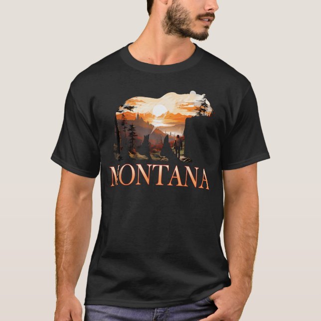 Montana Mt Vandring Berg Delstat T Shirt (Framsida)