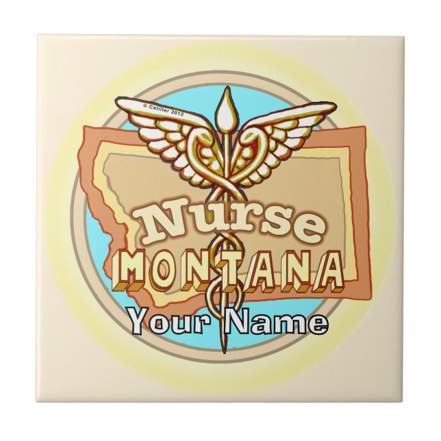 Montana Nurse Caduceus Tile Kakelplatta (Framsidan)