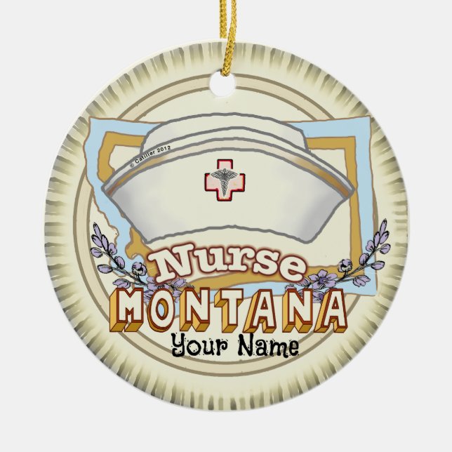 Montana Nurse Julgransprydnad Keramik (Framsidan)