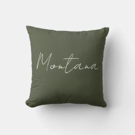 Montana Oliv grönt och White Dekorativ kudde