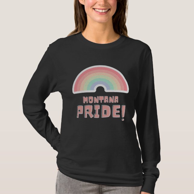 Montana Pride LGBTQ Cute Rainbow Minimalist Pride T Shirt (Framsida)