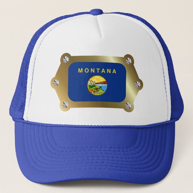 Montana ramed Flagga Hat Truckerkeps (Framsida)