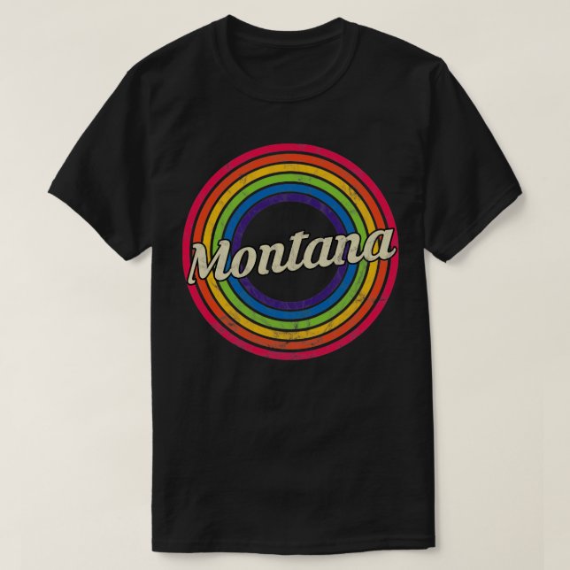 Montana Retro Rainbow Faded Stil T Shirt (Design framsida)