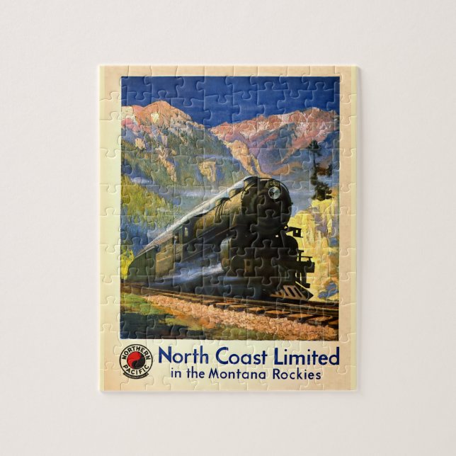 Montana Rockies Poster Tåg Steam Engine Railroad Pussel (Vertikal)